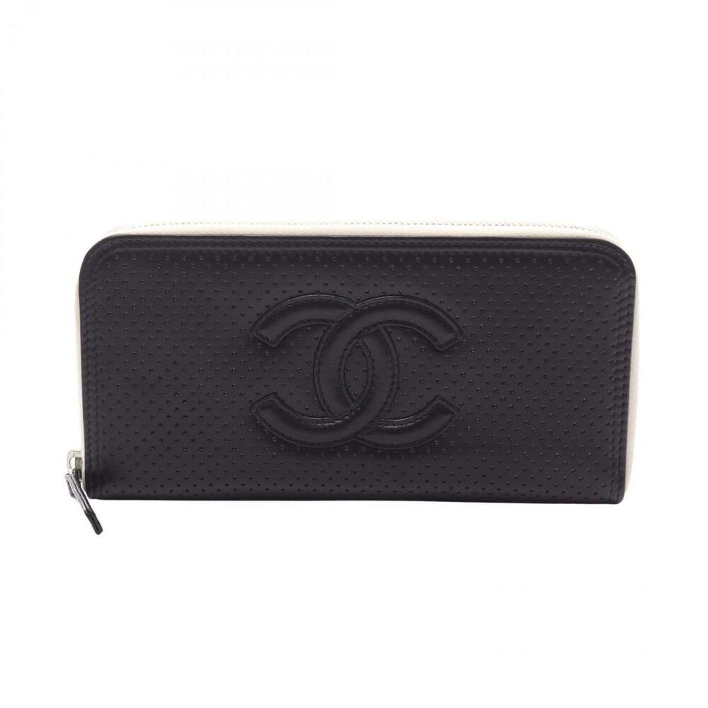 CHANEL Black Leather Logo Wallet